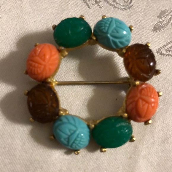 Celebrity Jewelry - Vintage Celebrity Scarab Brooch